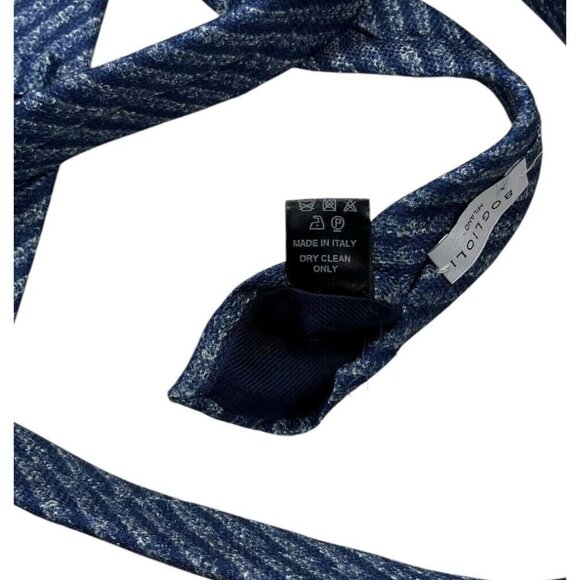 BOGLIOLI Men's Wool Silk Necktie LUXURY Tie Blue Striped W:3.1" EUC - Picture 4 of 5